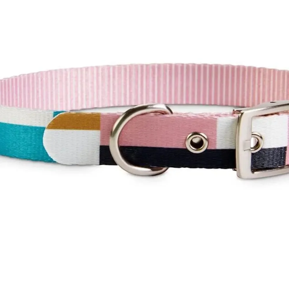 Bond & Co. Pink & Colorblocked Reversible Dog Collar,‎ Large New